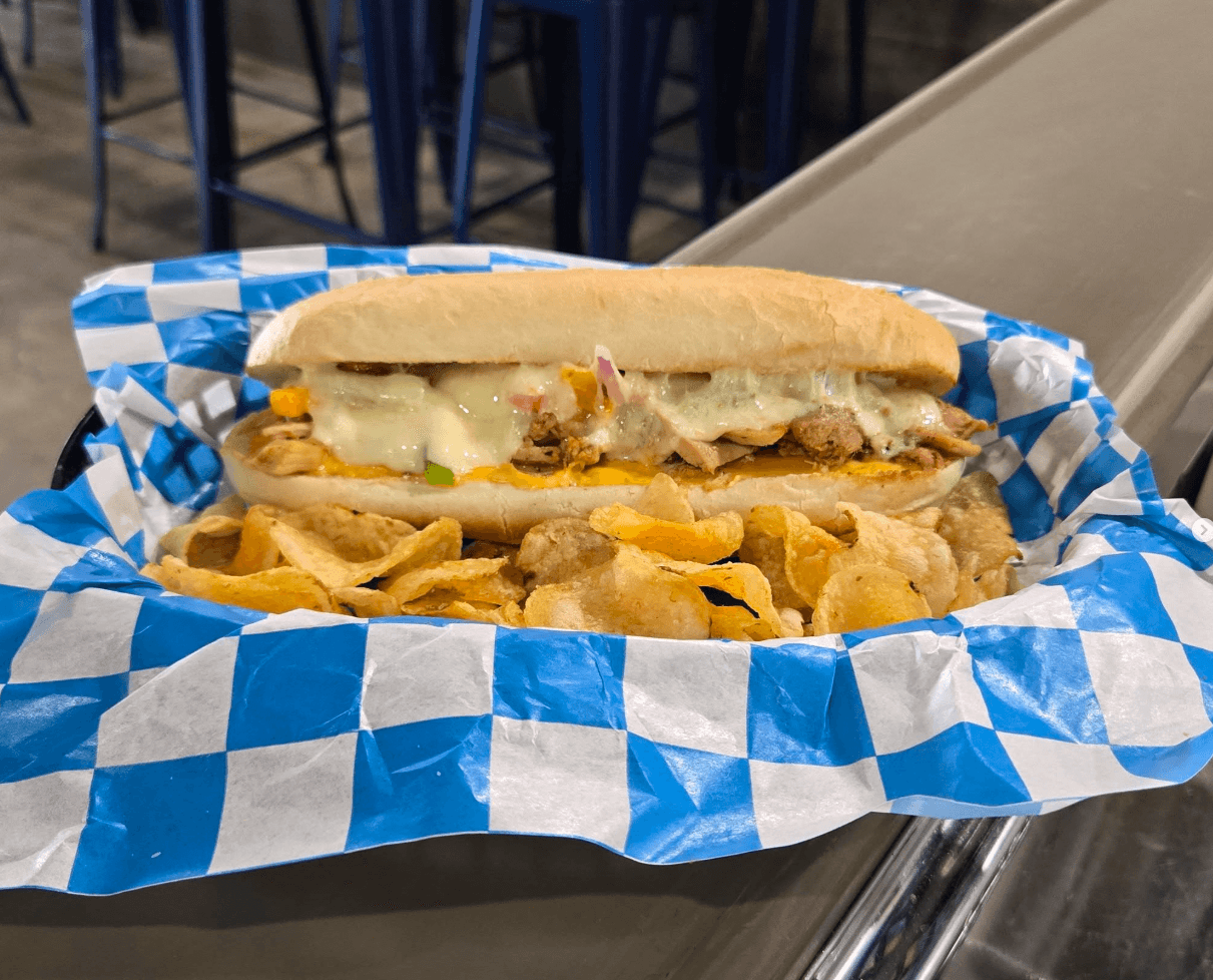 The Pub Bird sandwich with chips